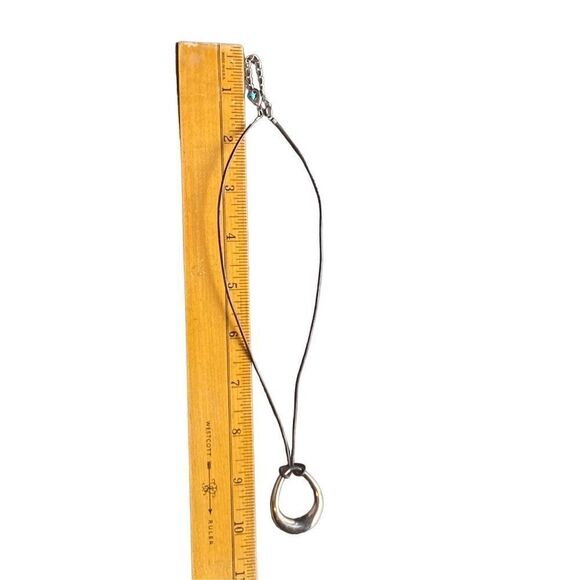 Premier Designs black adjustable cord necklace with silver teardrop pendant! - Picture 7 of 7